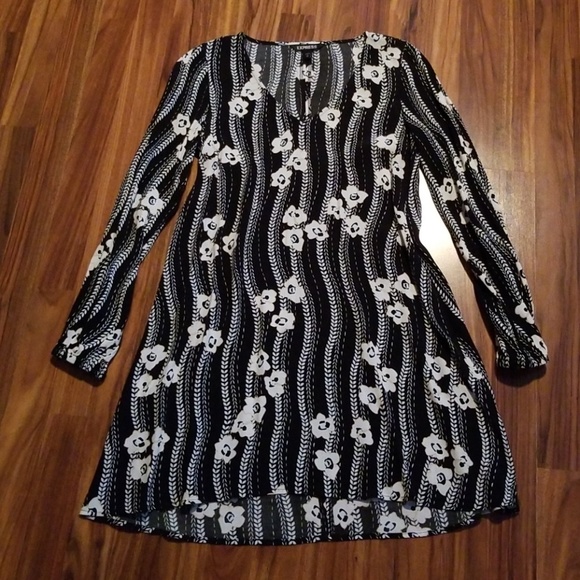 NWOT Express Floral Stripe Trapeze Dress - Picture 1 of 3
